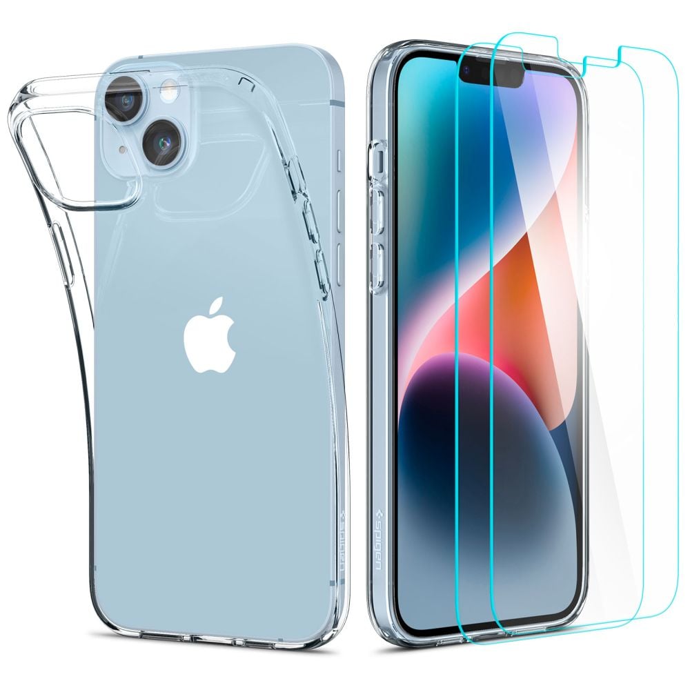 Spigen Krystallveske og herdet glass sett for iPhone 14 Plus - Klar