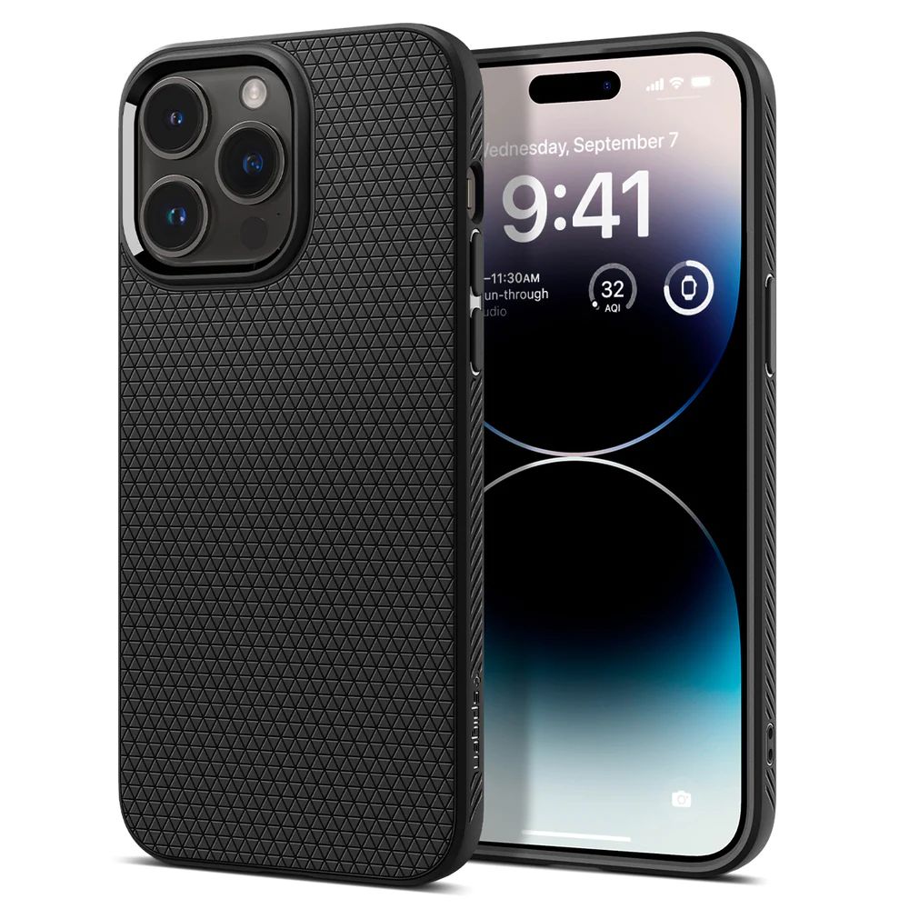 Spigen Liquid Air-etui for iPhone 14 Pro Max - matt svart