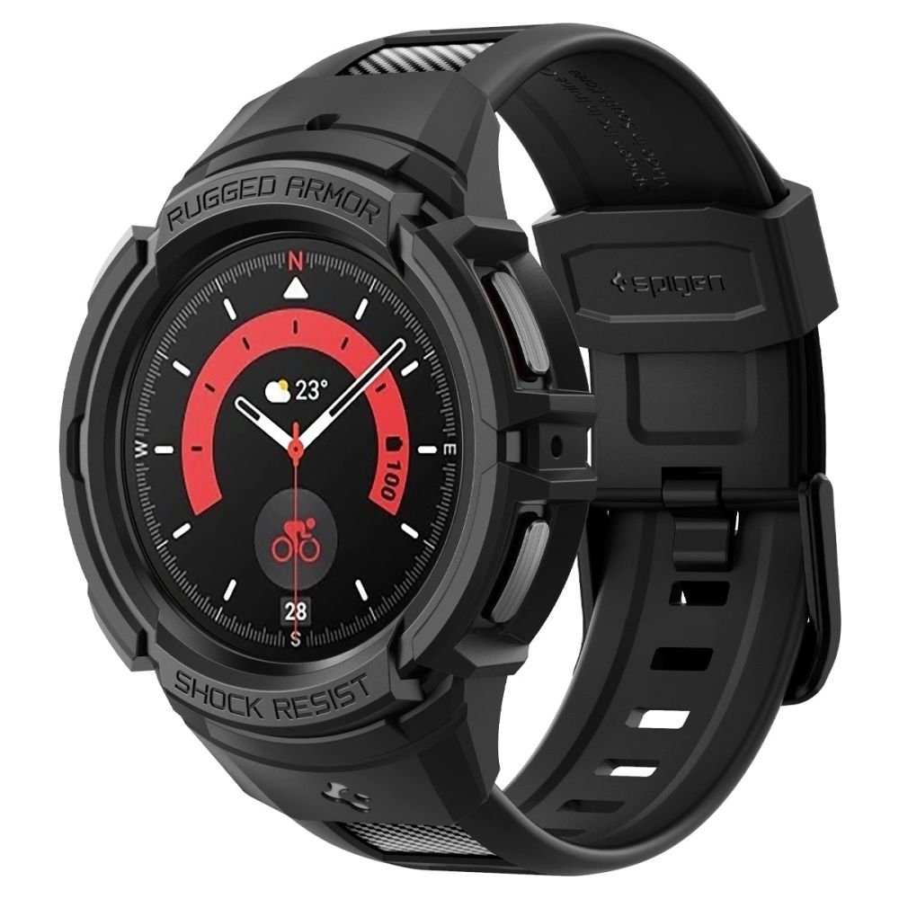 Spigen Rugged Armor Pro-etui med stropp til Samsung Galaxy Watch 5 Pro (45 mm) - Svart