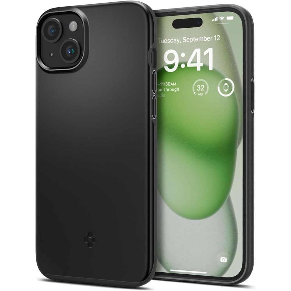 Spigen Thin Fit iPhone 15 Plus-etui - svart