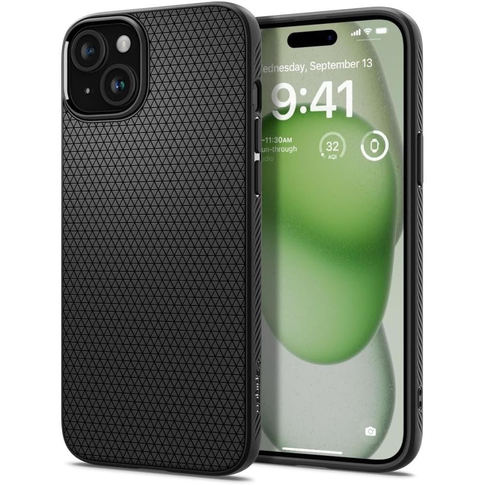 Spigen Liquid Air-etui for iPhone 15 Plus - matt svart