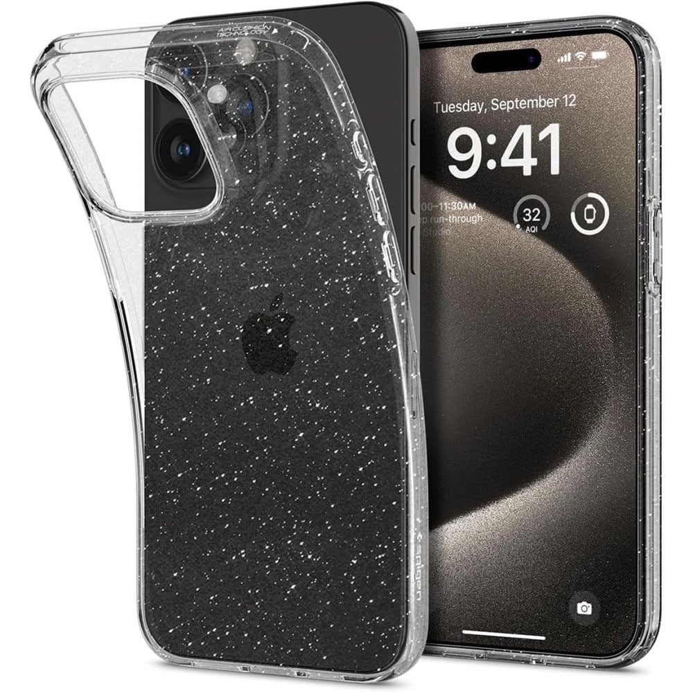 Spigen Flytende krystall iPhone 15 Pro Max-etui - klart glitter
