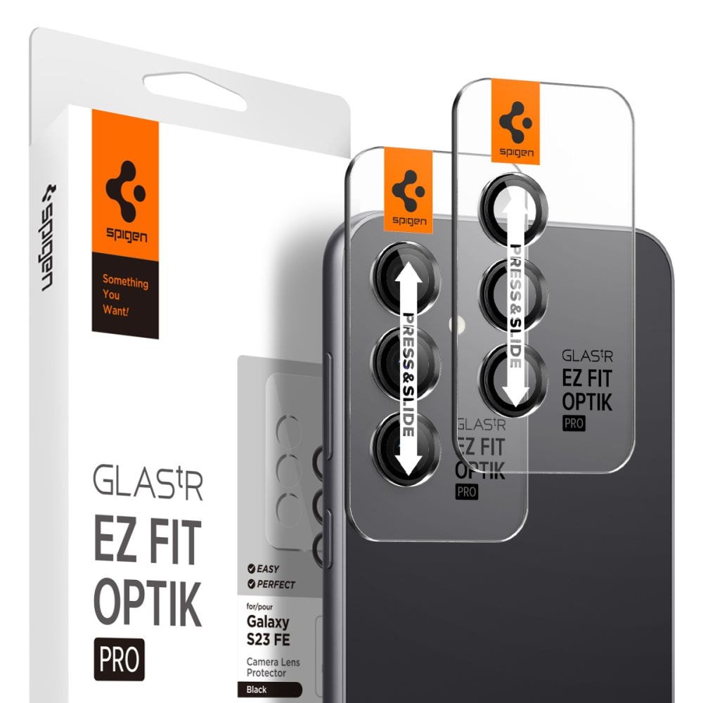 Spigen Glas.tR EZ Fit Optik kamerabeskyttelse for Samsung Galaxy S23 FE - Svart 2 stk.