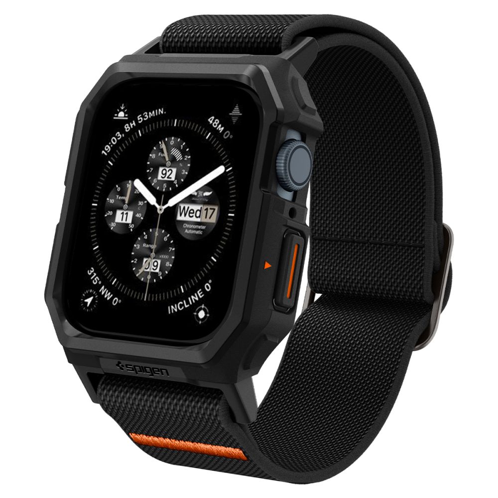 Spigen Lite Fit Pro-etui med rem för Apple Watch 4/5/6/7/8/SE (44/45 mm) - Matt svart