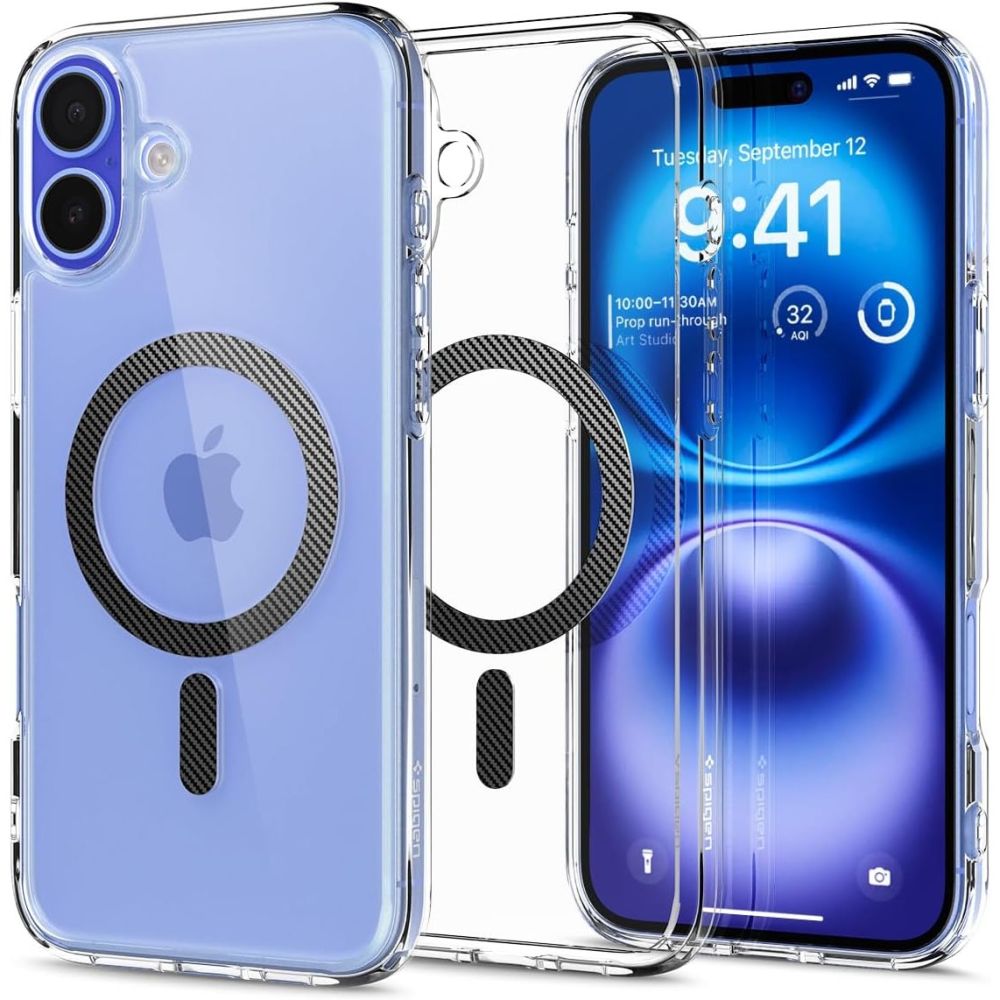 Spigen Ultra Hybrid MagSafe karbonfiber for iPhone 16 - Mørk grå