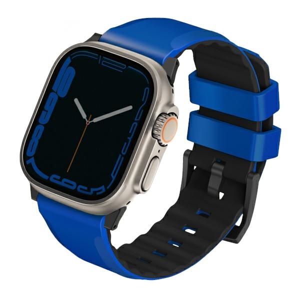 Uniq Linus Airosoft silikonarmbånd for Apple Watch 1/2/3/4/5/6/7/8/SE/SE2/Ultra 42/44/45/49mm - Blå