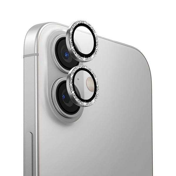 Uniq Optix Aluminum Camera Lens Protector for iPhone 16/16 Plus - White Lens Glass with Applicator