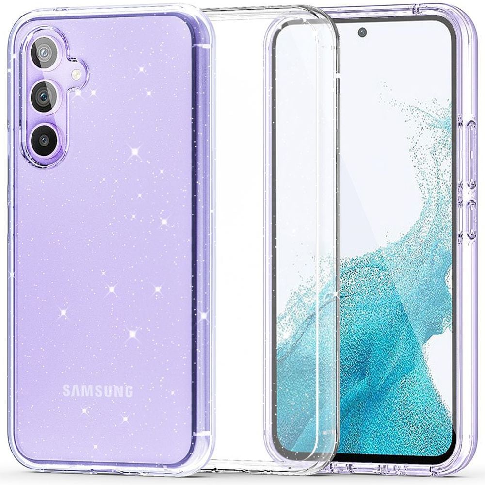 Tech-Protect FlexAir Hybrid-etui for Samsung Galaxy S23 FE - Clear-Glitter