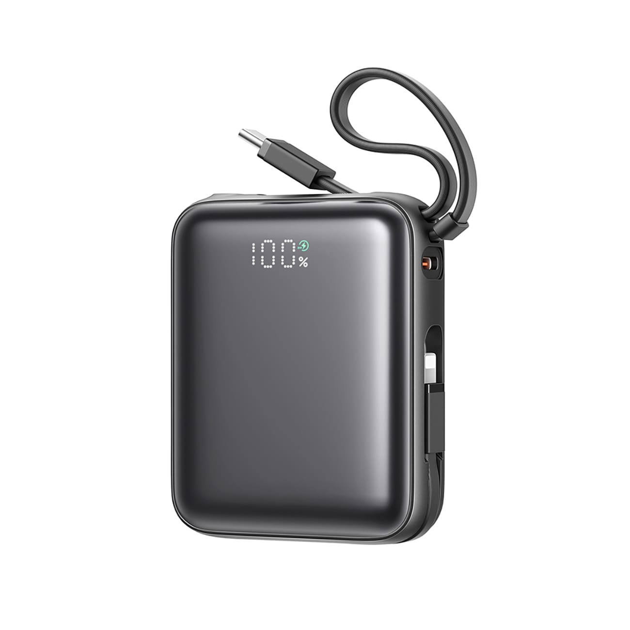 Joyroom JR-PBF27 10000mAh 22,5W Powerbank med innebygde USB-C- og Lightning-kabler - svart