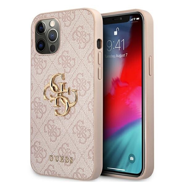 Guess 4G 4G-etui med stor metalllogo for iPhone 12 / 12 Pro - Rosa
