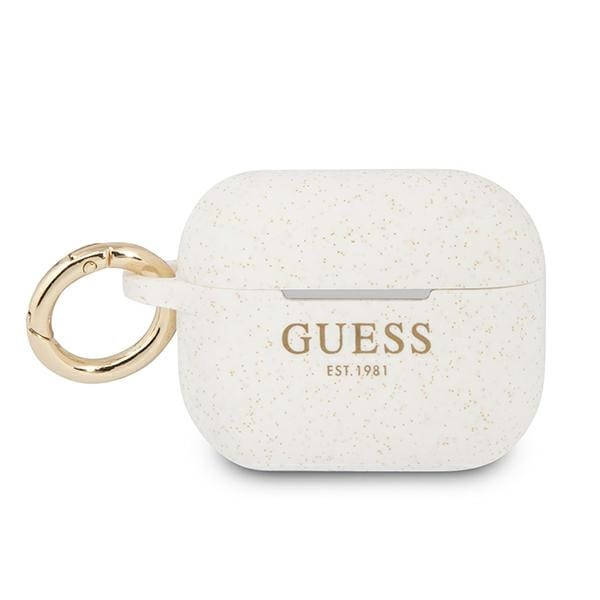 Guess GUAPSGGEH AirPods Pro-deksel hvit/hvit Silikon Glitter