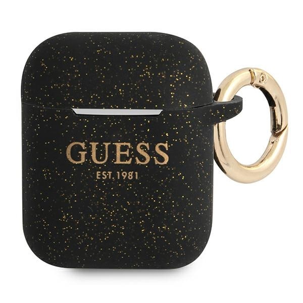Guess GUA2SGGEK AirPods-deksel svart/svart Silikon Glitter