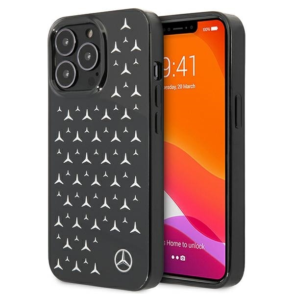 Mercedes sølvfarget stjernemønster-etui for iPhone 13 Pro / iPhone 13 - svart