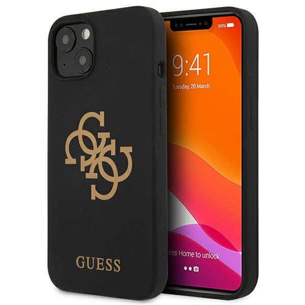Guess GUHCP13SLS4GGBK iPhone 13 mini 5,4" svart/svart hardt etui Silikon 4G Logo