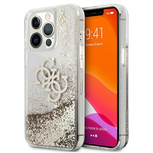 Guess 4G Big Liquid Glitter-etui for iPhone 13 Pro Max 6,7" - gull