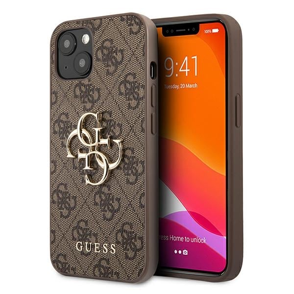 Guess 4G Etui med stor metallogo for iPhone 13 - Brun