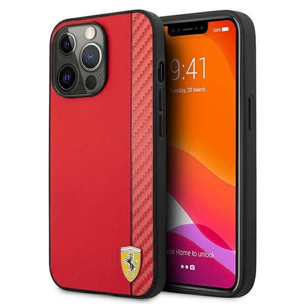 Ferrari FESAXHCP13XRE iPhone 13 Pro Max 6,7" rød/rød hardcase On Track Carbon Stripe