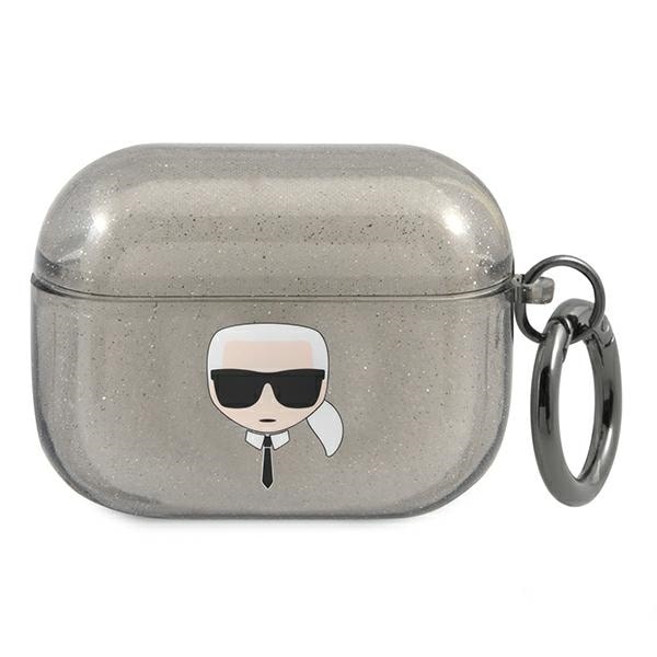 Karl Lagerfeld Glitter Karl's Head-etui for AirPods Pro - Svart