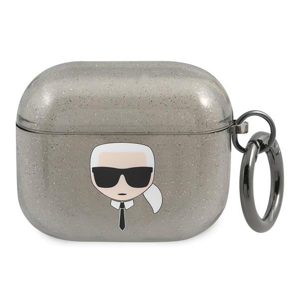 Karl Lagerfeld Glitter Karl's Head-etui for AirPods 3 - Svart
