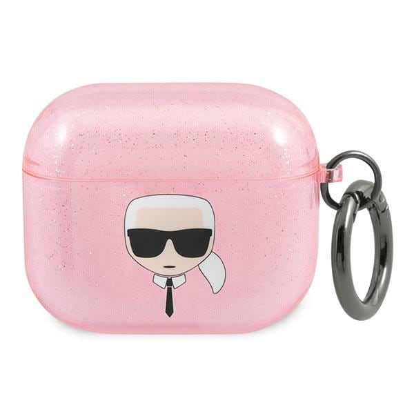 Karl Lagerfeld Glitter Karl's Head-etui for AirPods 3 - Rosa