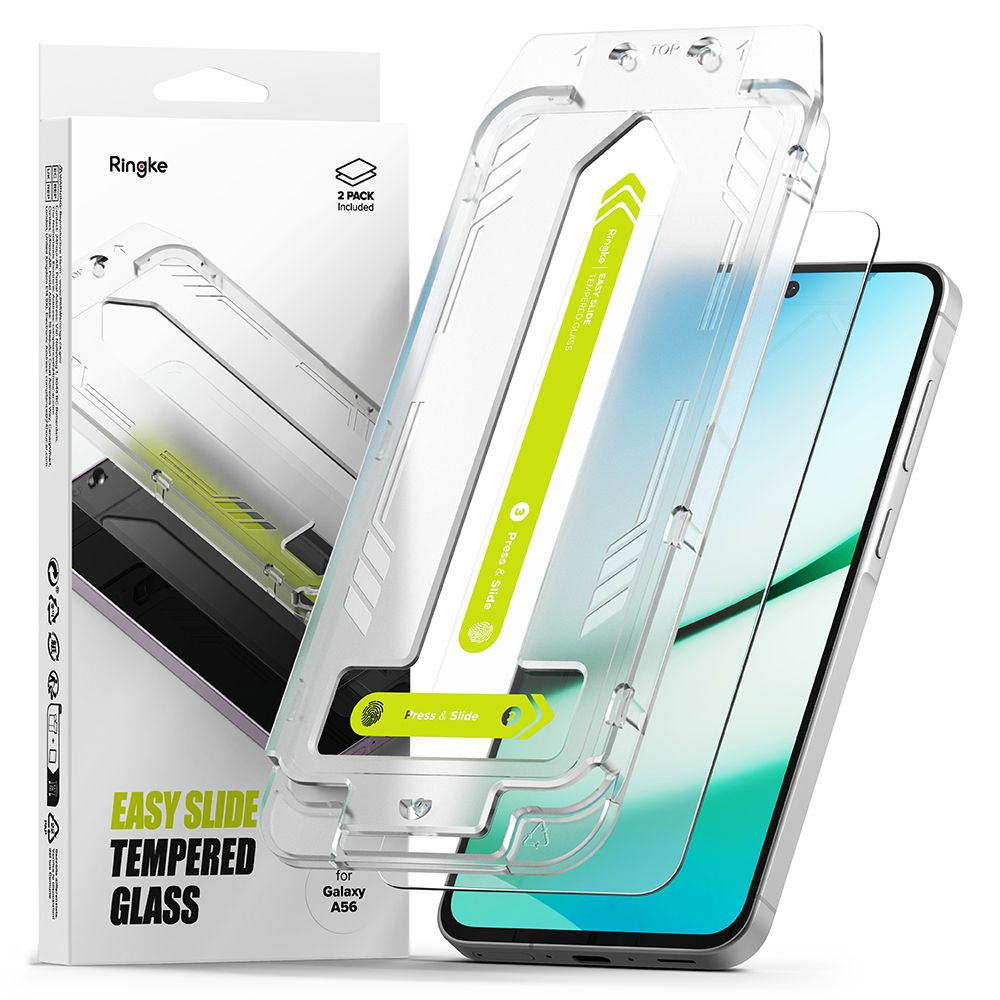 Ringke Easy Slide 2-pakning herdet glass for Samsung Galaxy A56 5G - gjennomsiktig