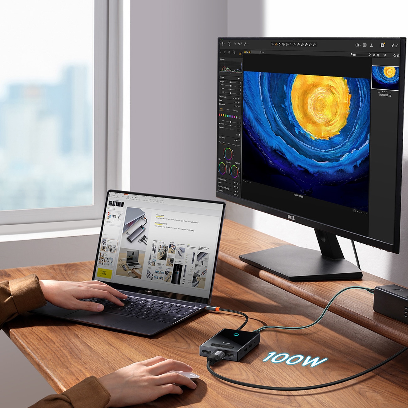Baseus PioneerJoy 8-in-1 USB-C Hub: HDMI 4K@60Hz, 30Hz, DP 8K@30Hz, VGA, 2 USB-A, 2 USB-C - Gray