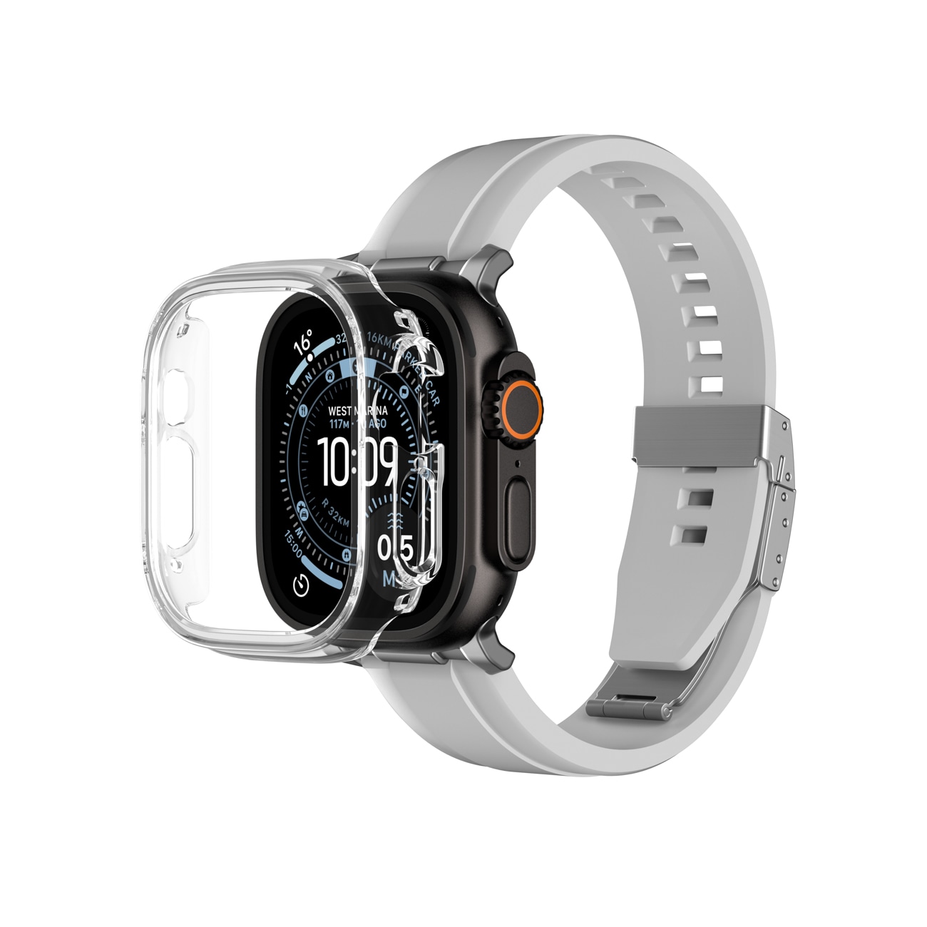 AmazingThing minimalt beskyttelsesetui for Apple Watch UItra 3 49mm - gjennomsiktig