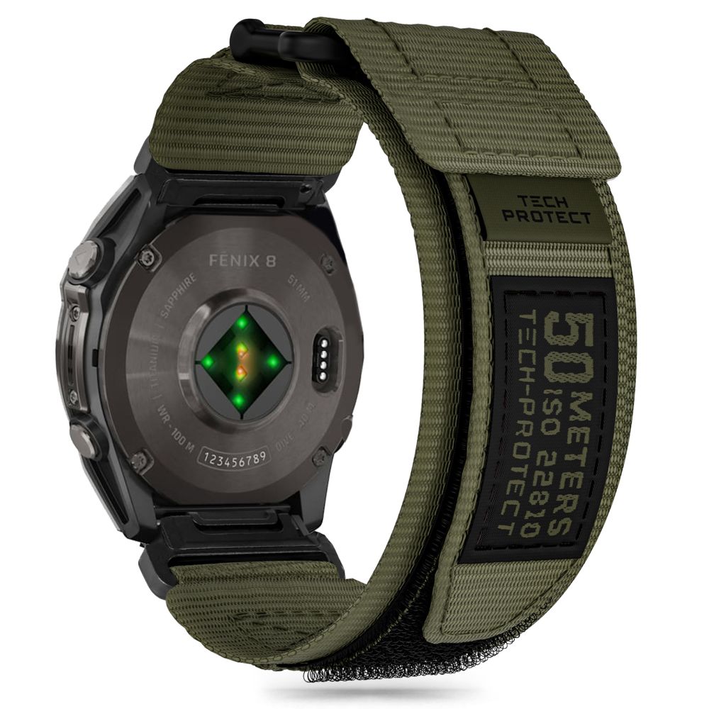 Tech-Protect Scout Pro-rem til Garmin Fenix 5X / 5X PLUS / 6X / 6X Pro / 7X / 8 (51 MM) - Grønn