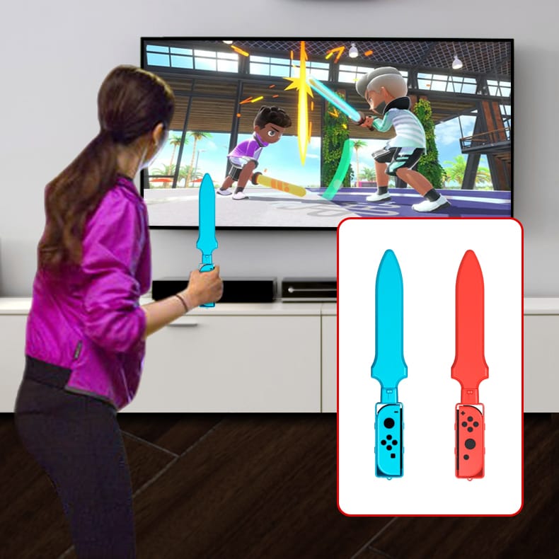 Nintendo Switch Sports tilbehørspakke 10 deler / familiepakke / sportsutstyr til Joy-Con i rødt og blått