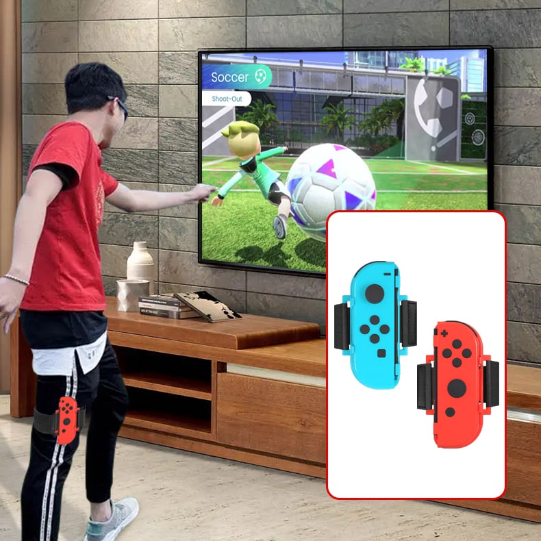Nintendo Switch Sports tilbehørspakke 10 deler / familiepakke / sportsutstyr til Joy-Con i rødt og blått