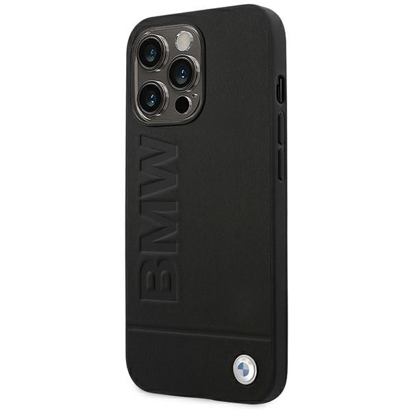 BMW Stempeletui i lær for iPhone 14 Pro - svart