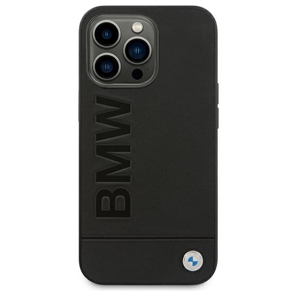 BMW Stempeletui i lær for iPhone 14 Pro - svart