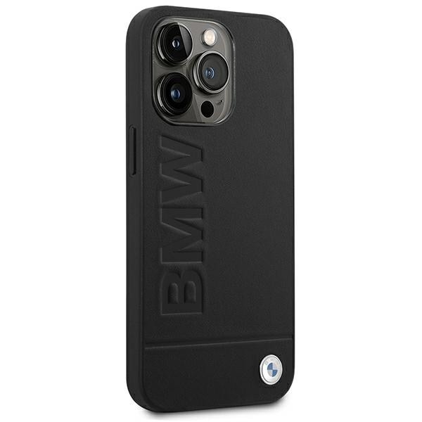 BMW Stempeletui i lær for iPhone 14 Pro - svart