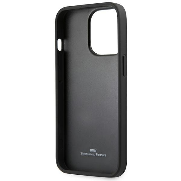 BMW Stempeletui i lær for iPhone 14 Pro - svart