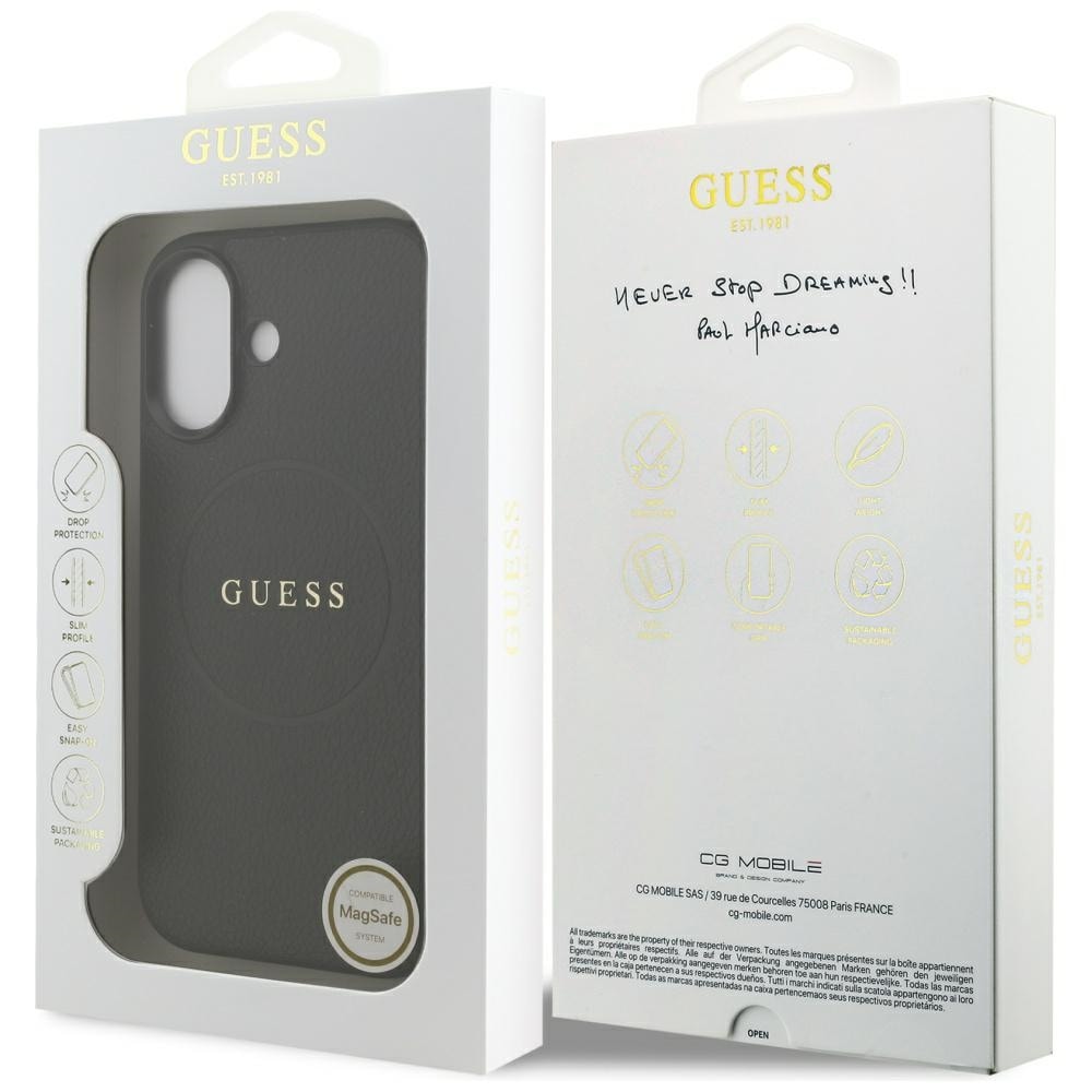 Guess MagSafe-etui med kornet ring for iPhone 17 - svart