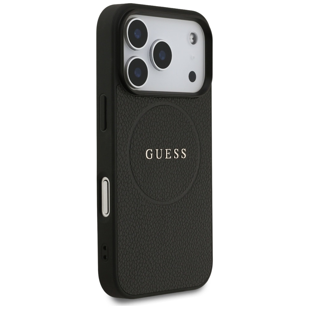 Guess MagSafe-etui med kornet ring for iPhone 17 Pro - svart