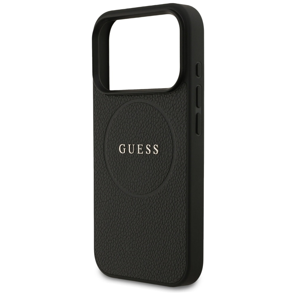 Guess MagSafe-etui med kornet ring for iPhone 17 Pro - svart