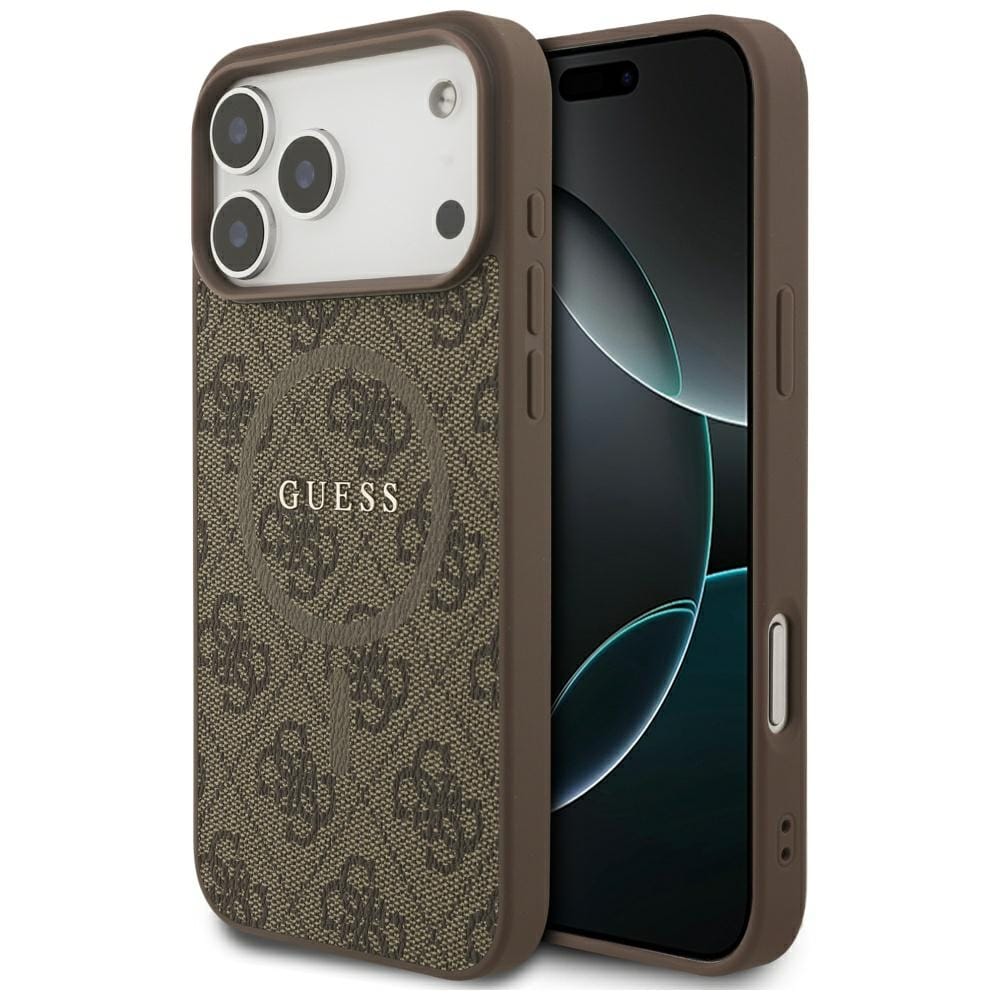 Guess 4G Ring Classic MagSafe-etui med logo for iPhone 17 Pro Max - Brun