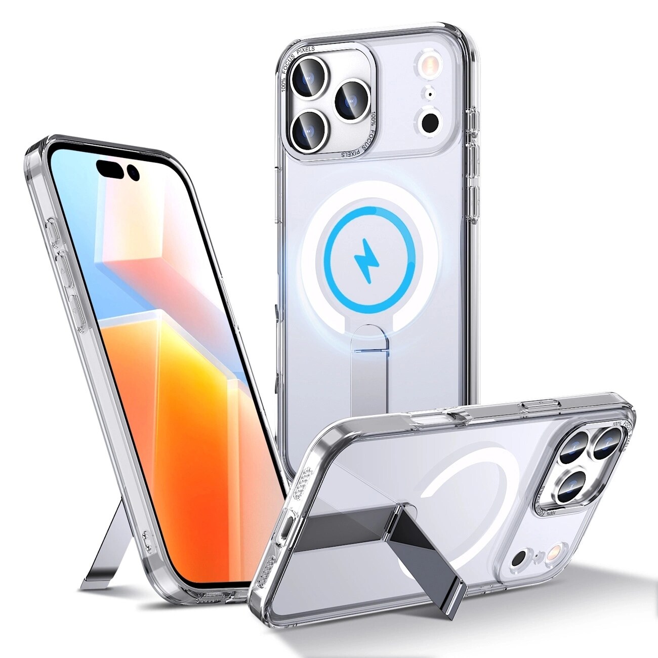 Hybrid Armor X-etui for Samsung Galaxy S26 Plus med stativ, kompatibel med MagSafe - gjennomsiktig