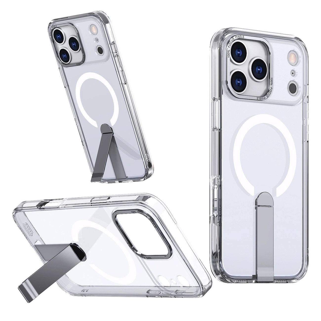 Hybrid Armor X-etui for Samsung Galaxy S26 Plus med stativ, kompatibel med MagSafe - gjennomsiktig