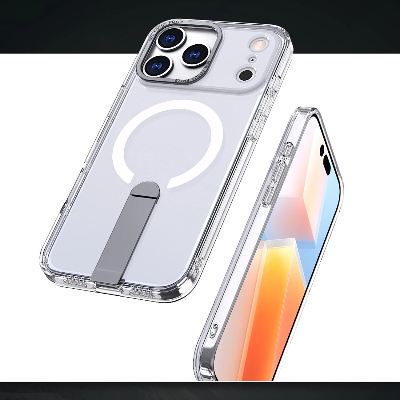 Hybrid Armor X-etui for Samsung Galaxy S26 Plus med stativ, kompatibel med MagSafe - gjennomsiktig