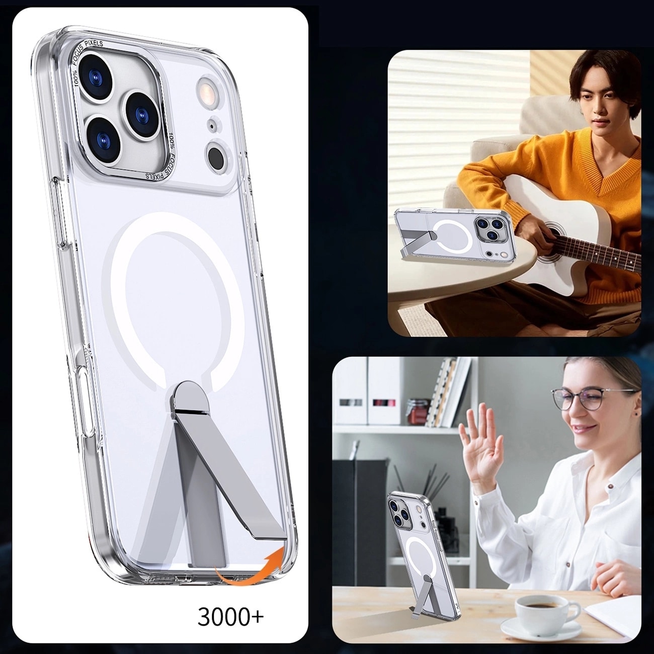 Hybrid Armor X-etui for Samsung Galaxy S26 Plus med stativ, kompatibel med MagSafe - gjennomsiktig