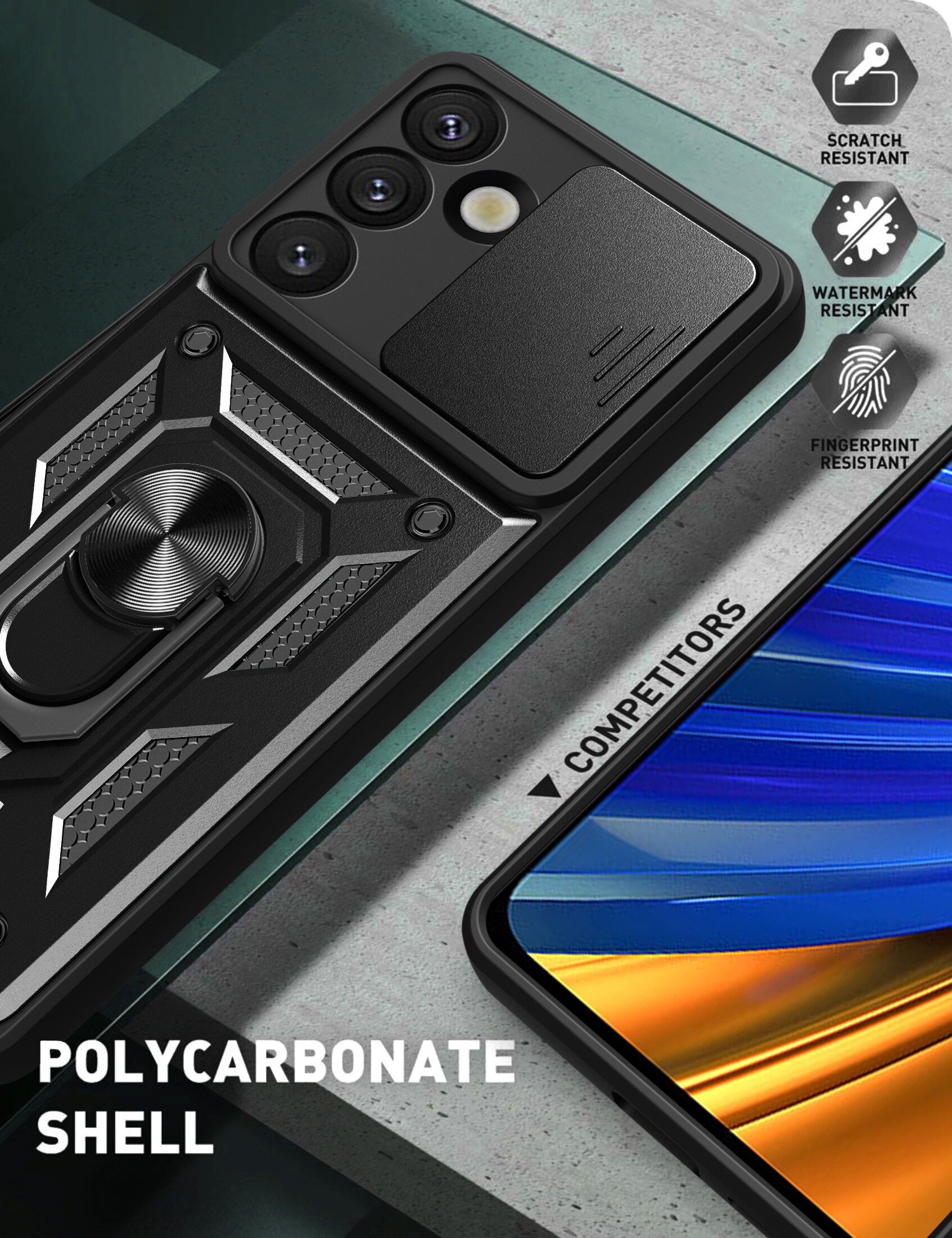 Hybrid Armor Camshield-etui for Sasung Galaxy S26 Plus - Svart