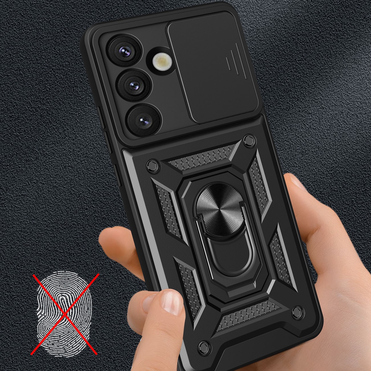 Hybrid Armor Camshield-etui for Sasung Galaxy S26 Plus - Svart