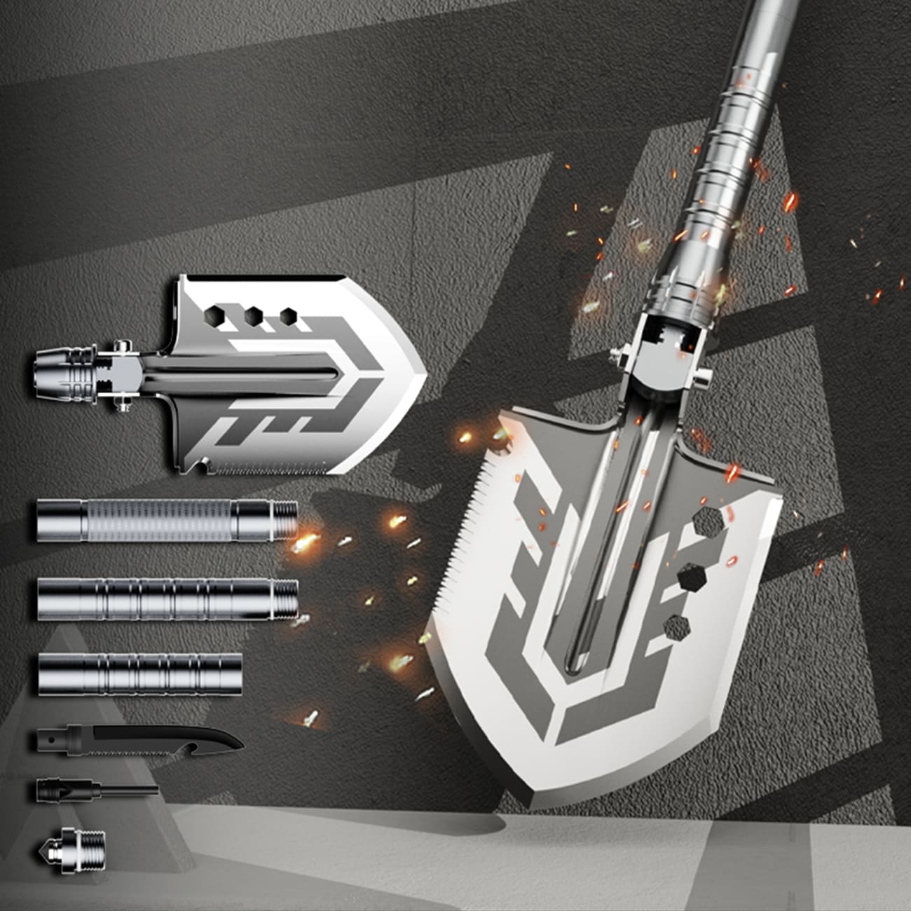 Wozinsky WSS-211 overlevelsesspade – grå / bushcraftspade / multiverktøy