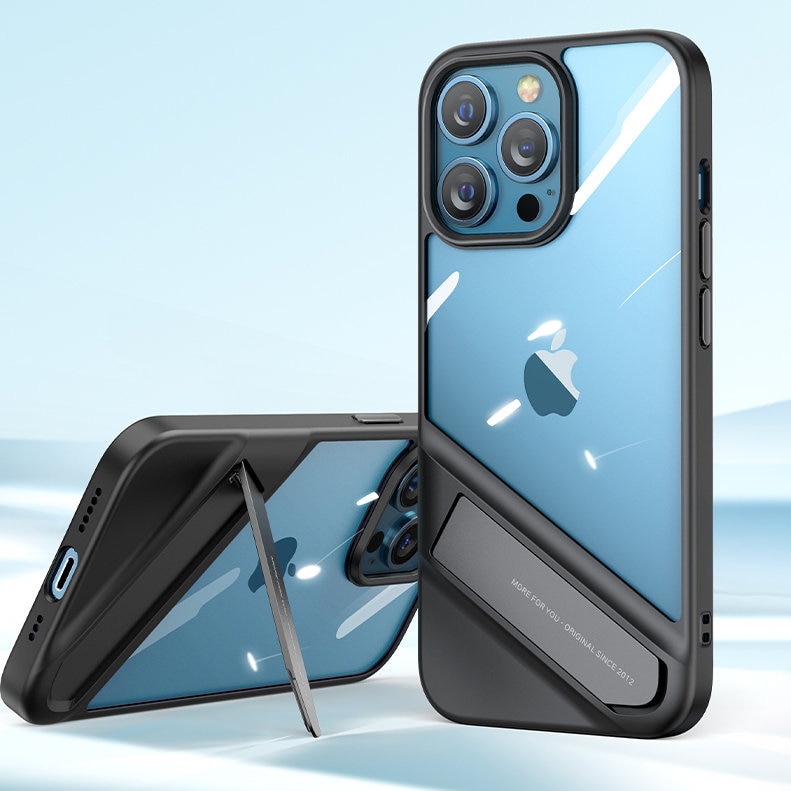 Ugreen Fusion Kickstand-etui iPhone 13 Pro Hardt deksel med gelramme og stativ svart (90153)