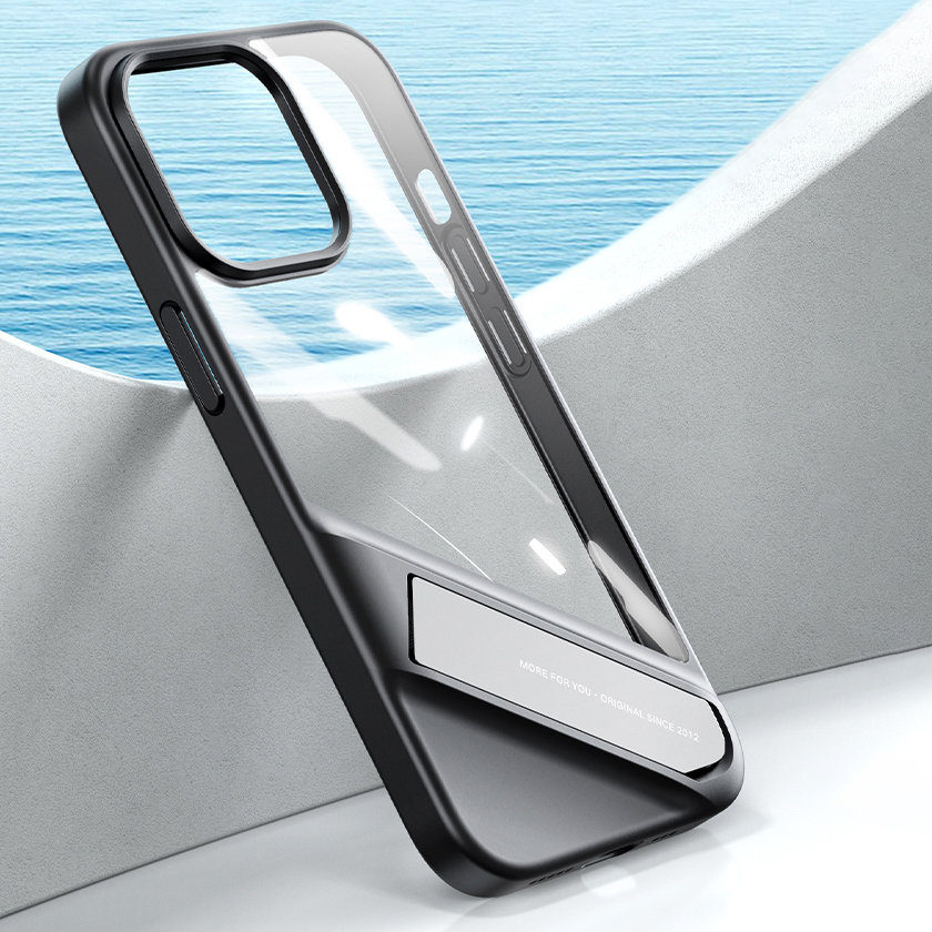 Ugreen Fusion Kickstand-etui iPhone 13 Pro Hardt deksel med gelramme og stativ svart (90153)