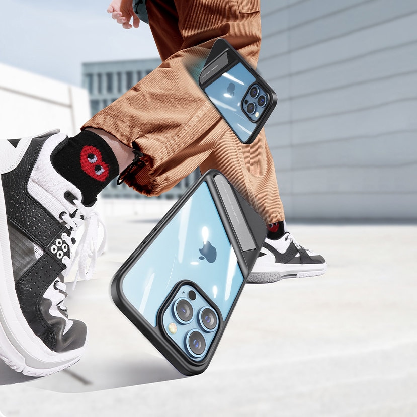 Ugreen Fusion Kickstand-etui iPhone 13 Pro Hardt deksel med gelramme og stativ svart (90153)