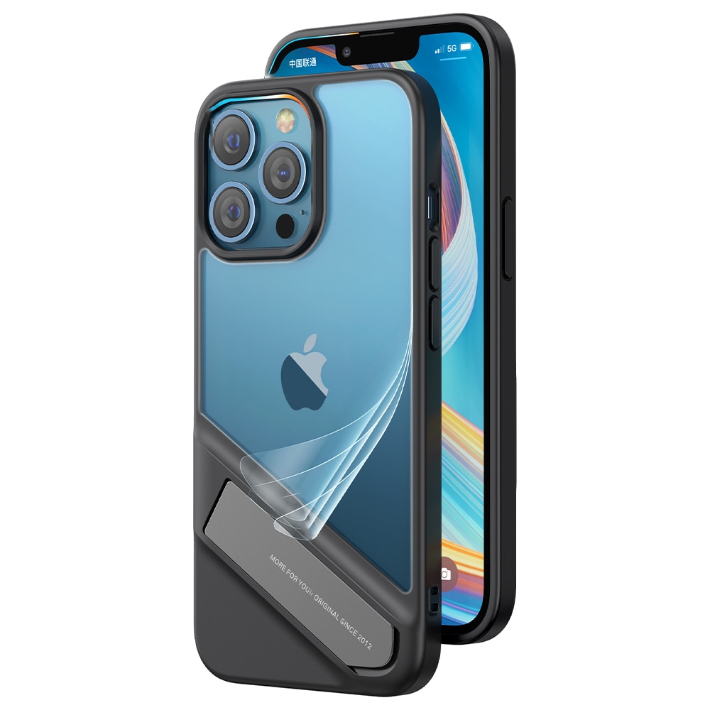 Ugreen Fusion Kickstand-etui iPhone 13 Pro Hardt deksel med gelramme og stativ svart (90153)