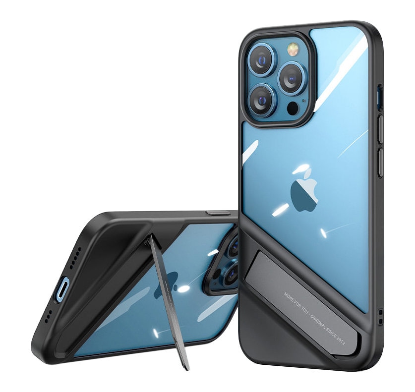 Ugreen Fusion Kickstand-etui iPhone 13 Pro Hardt deksel med gelramme og stativ svart (90153)